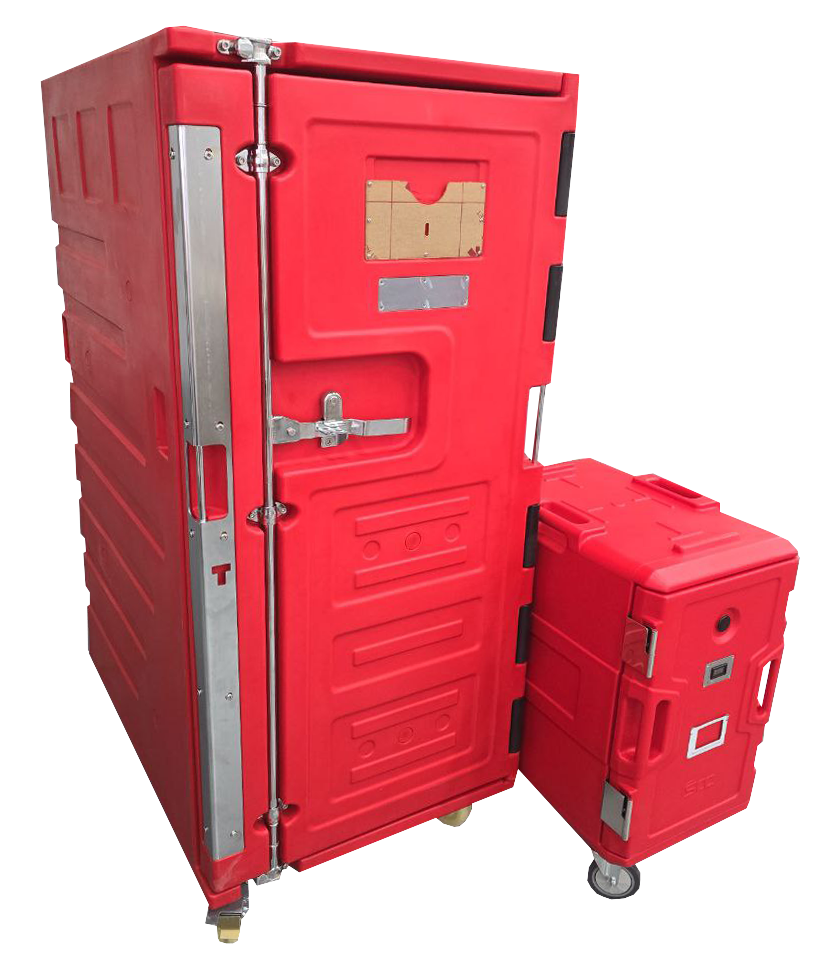 Многоразовые контейнеры на колесах от Biocard для транспортировки пищевых продуктов. Перевозки c температурным режимом